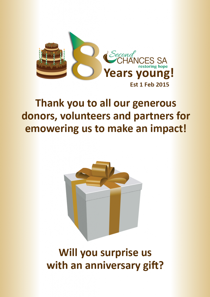 Second Chances SA is 8 Years Young.