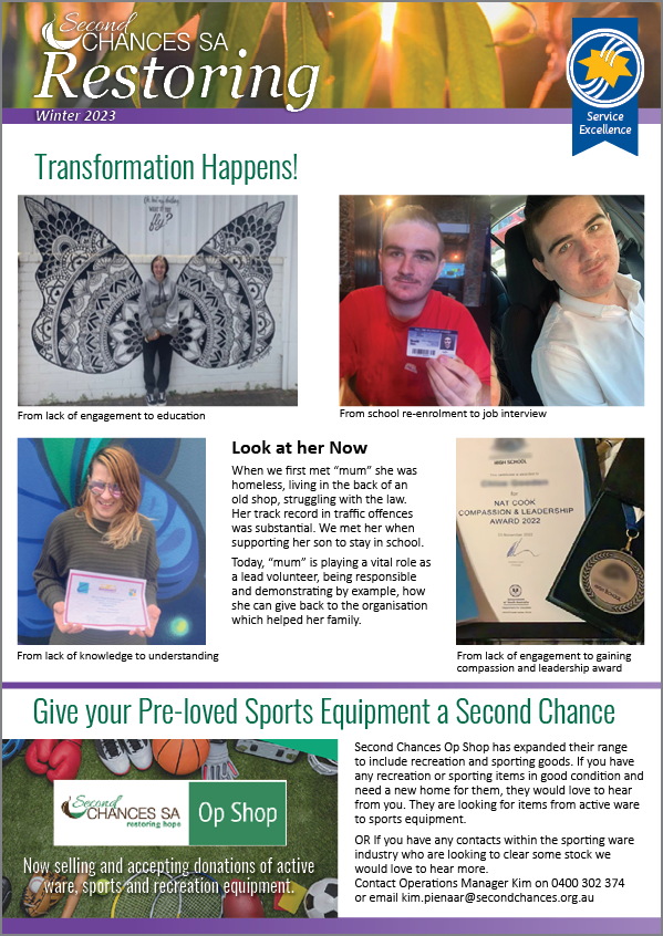 Second Chances SA Restoring Newsletter - Winter 2023